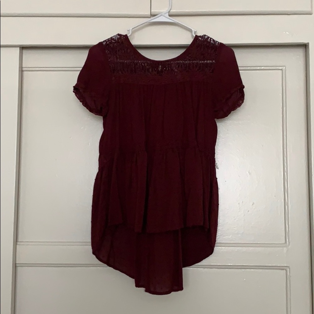 Maroon high low blouse